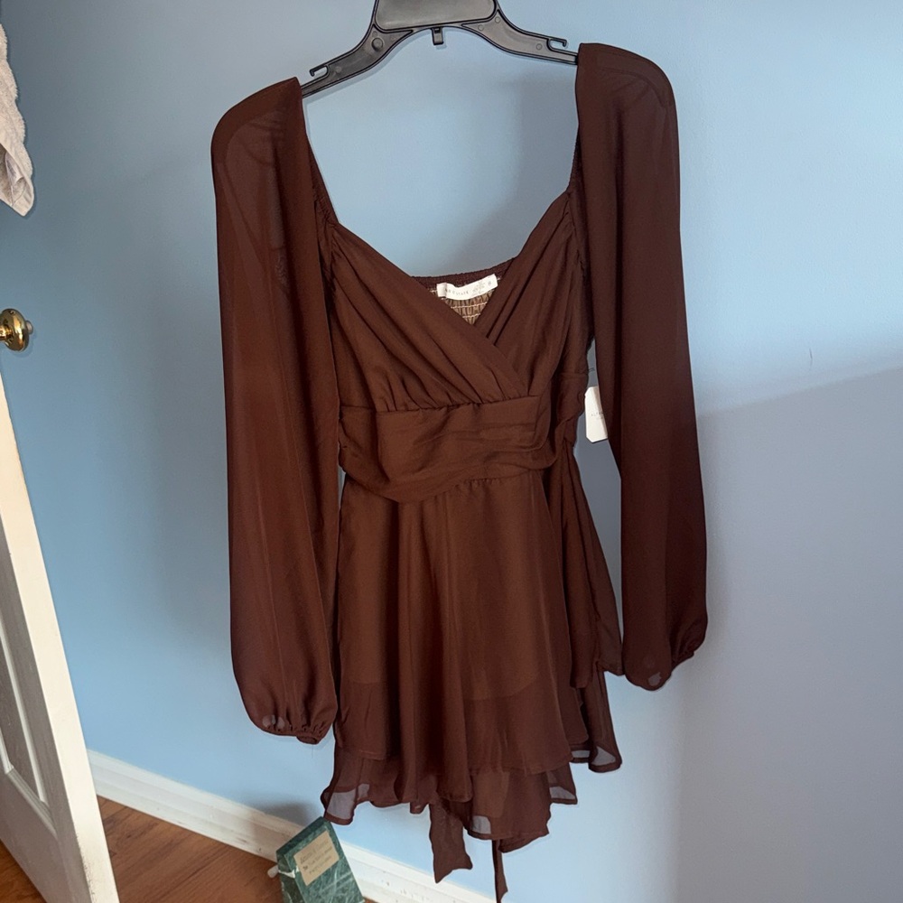 Altar'd State Chocolate Long Sleeve Dress